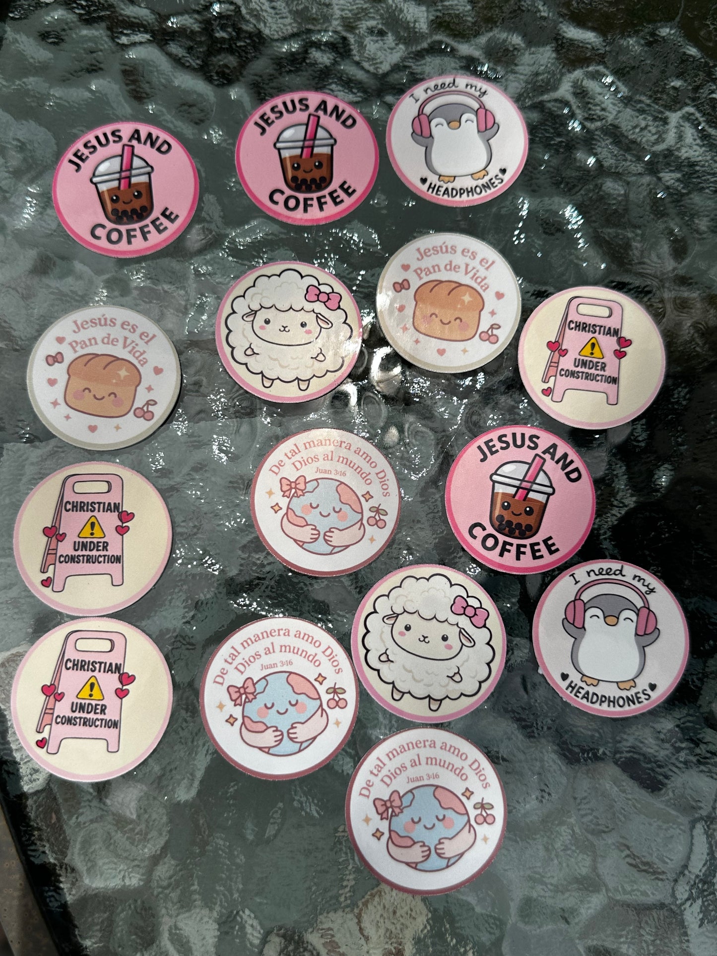 Set de Stickers Cristianos Estilo Coquette –, Fe, Amor y Café ☕✨ | Cute Christian Stickers Pack