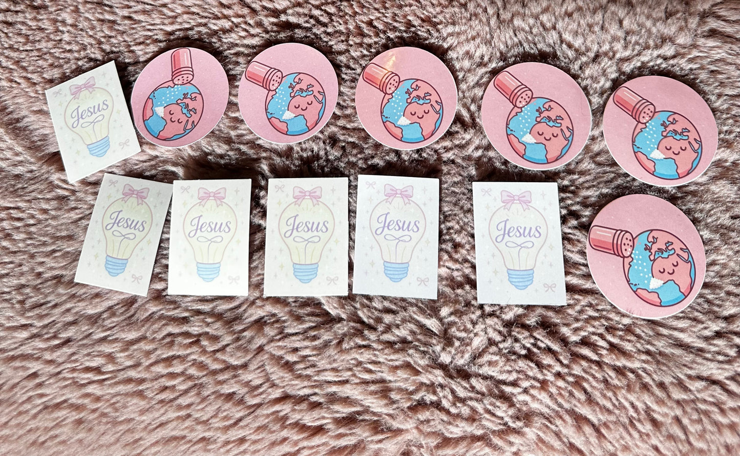 Jesus & Salt of the Earth  – Christian Sticker Set (12) – ☕✨