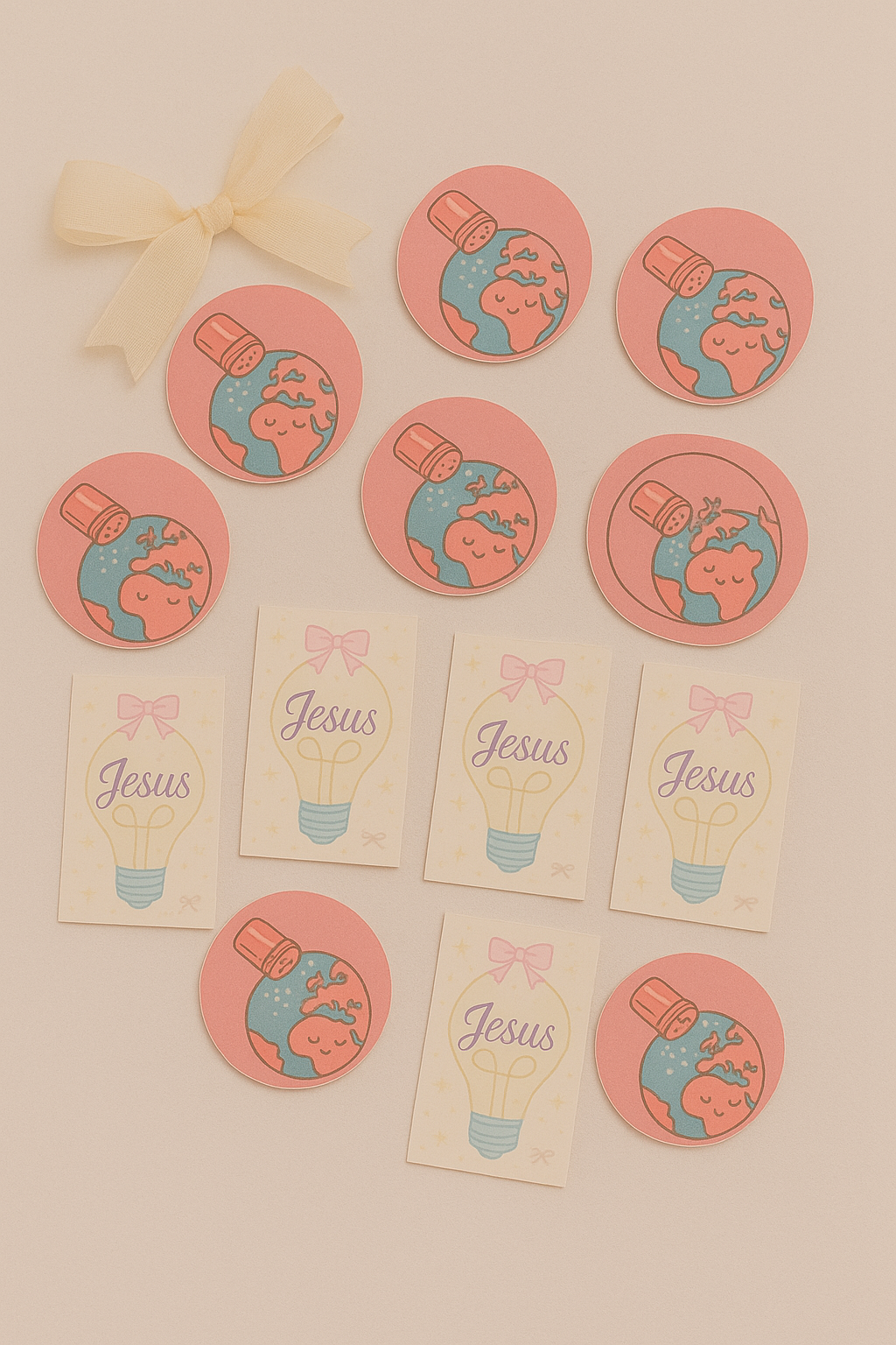 Jesus & Salt of the Earth  – Christian Sticker Set (12) – ☕✨